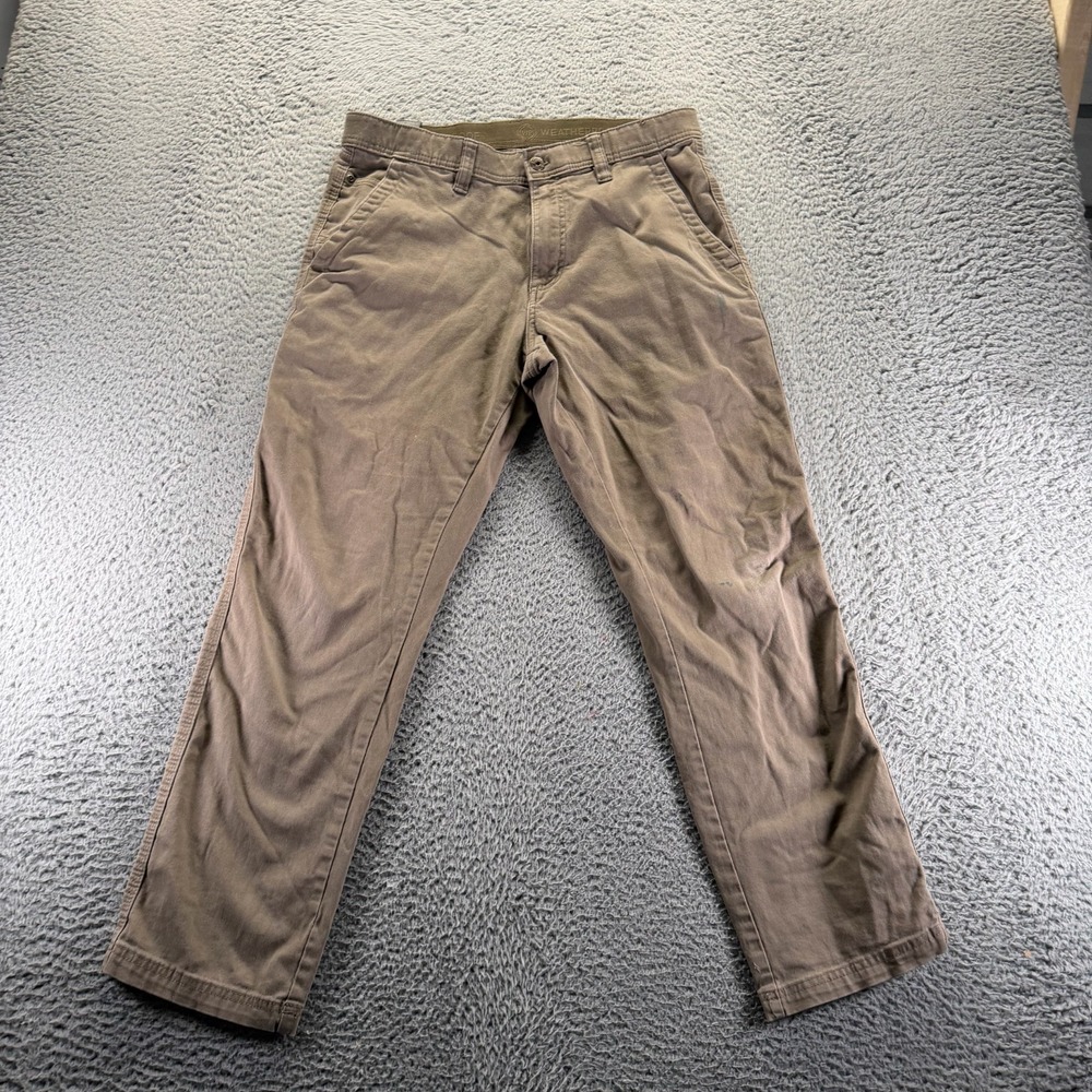 Weatherproof Pant Mens 32x28 Brown Cotton Khakis Straight Leg Workwear Stretch